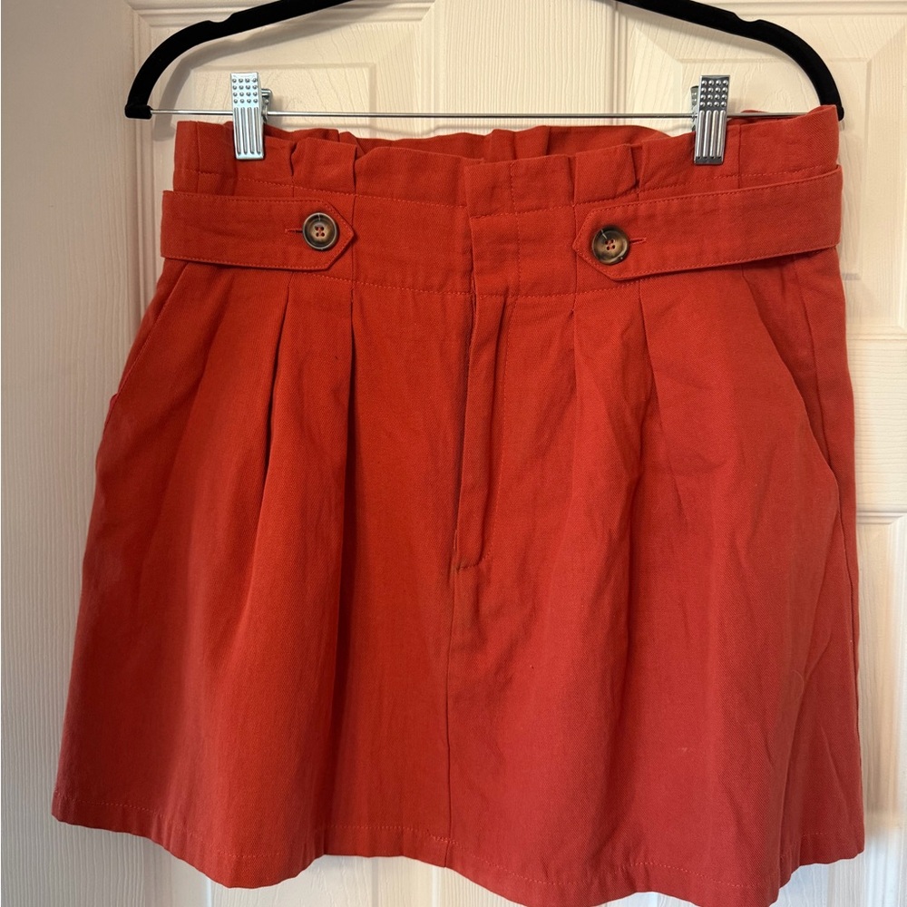 Very J Red Brick Buttoned Skirt